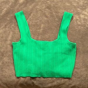 H&M Ribbed Green Crop Top